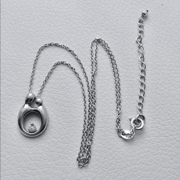 925 Sterling Silver Diamond Inlay In Love Necklace - Picture 6 of 6